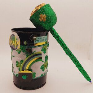 Gold & Green St. Patrick's Day Pot of Gold Pen & Pen Holder (StPat3)